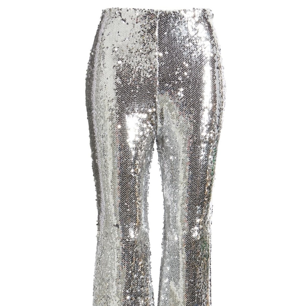 Endless Rose New Years Eve Holiday‎ Sequins Flare Pants Silver Women’s Small
